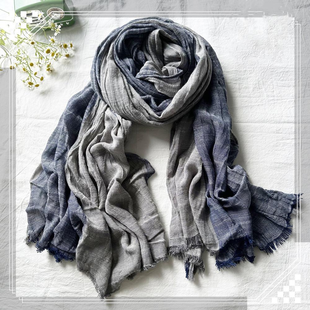 Japanese retro unisex contrasting cotton scarf autumn and winter color blocked tassel shawl men scarves 90x200cm