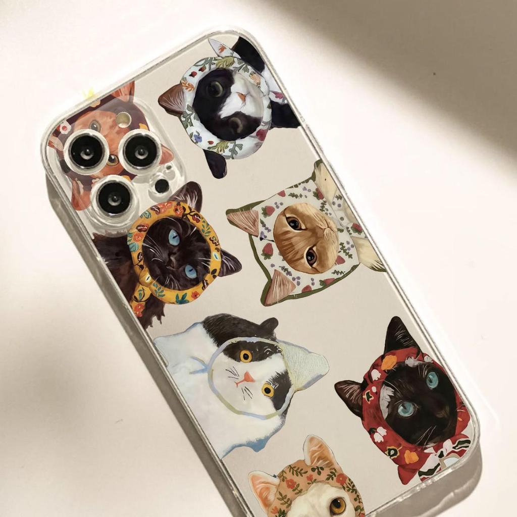 Katzen Dorf Anti-Fall Transparente Hülle für iPhone 14/15/16/17 Pro Max