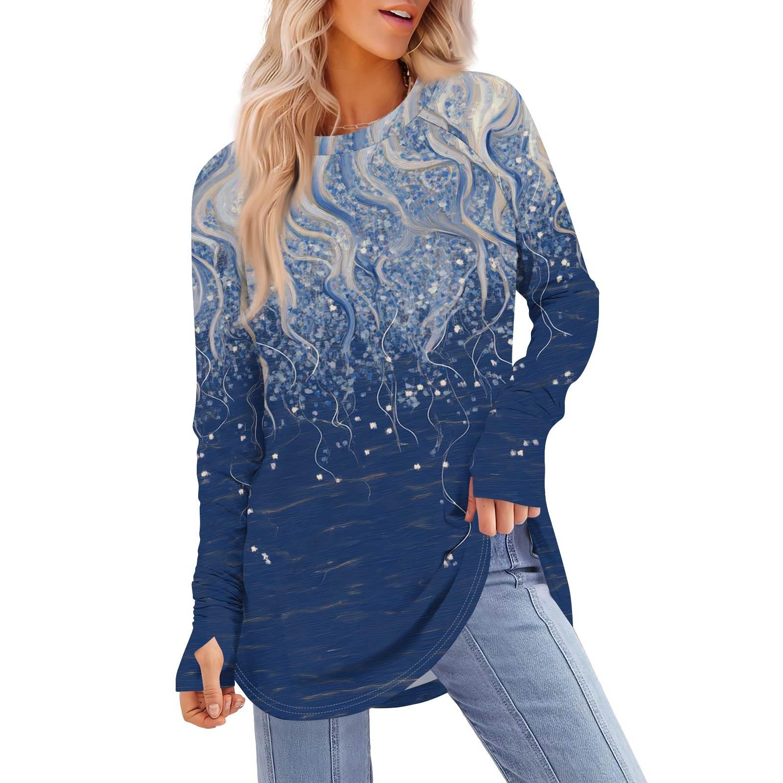 

Женская толстовка большого размера с графическим принтом, длинный рукав, спущенное плечо, круглая рубашка, топы, винтажная одежда S