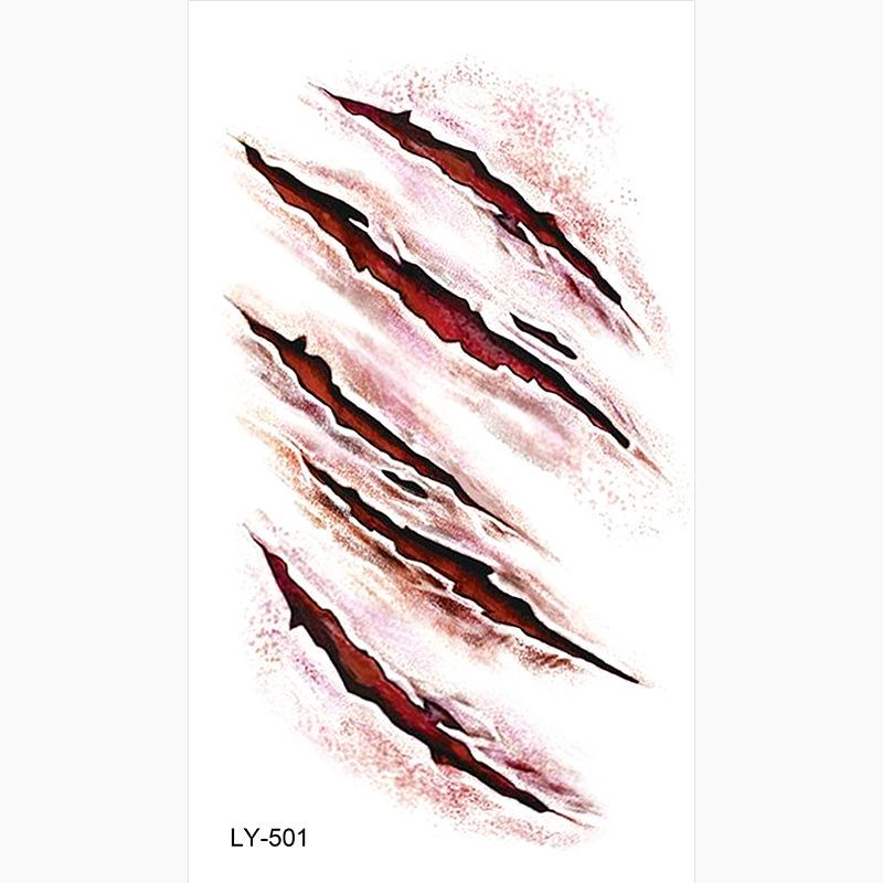 Waterproof Halloween Temporary Tattoos: Bloody Wound Scar Horror Stickers