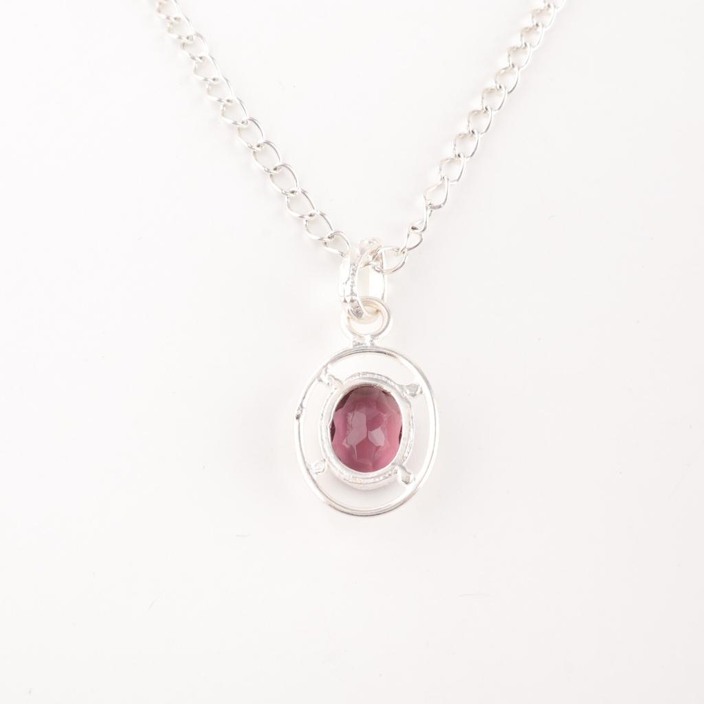 Natural Rhodolite Gemstone 925 Sterling Silver Jewelry Handmade Pendant For Gift PP-6-49
