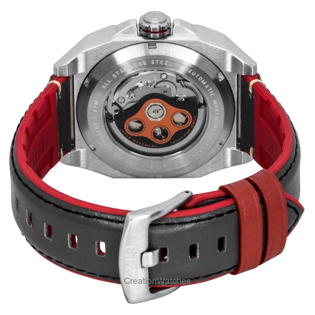 AVI-8 Bell X-1 Machbuster Desert Khaki Lederarmband Hellgraues Zifferblatt Automatik AV-4115-07 Herrenuhr