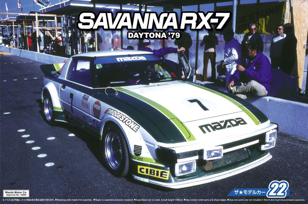 Aoshima Bunka Kyozaisha Modelová řada aut Mazda SA22C Daytona 1979 Plastikový model 1/24 č.22 RX-7