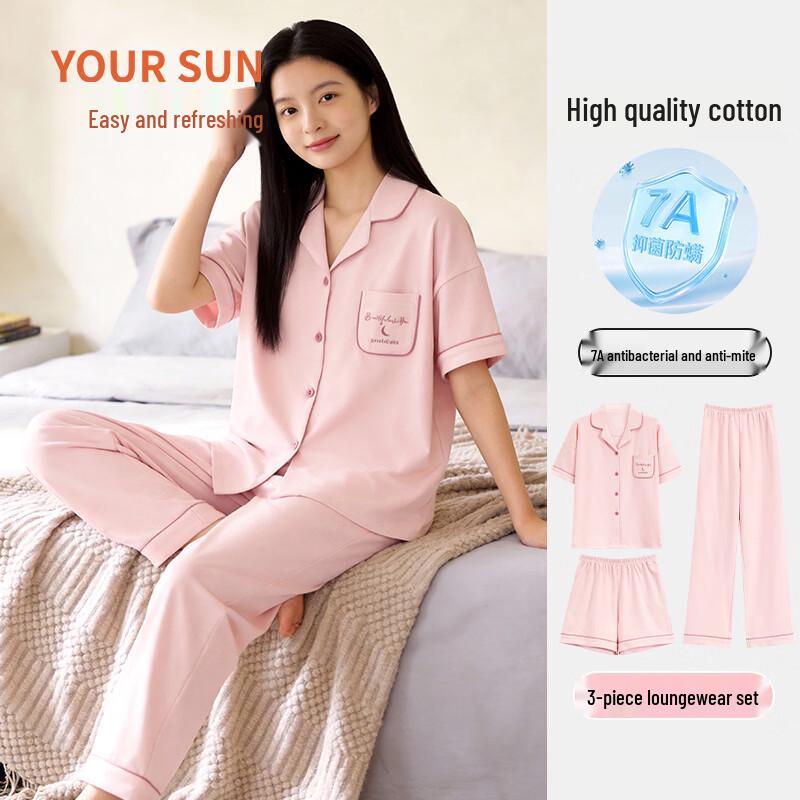 Yiershuang Women s 7A Antibacterial Short-Sleeve Pajama Set XXL