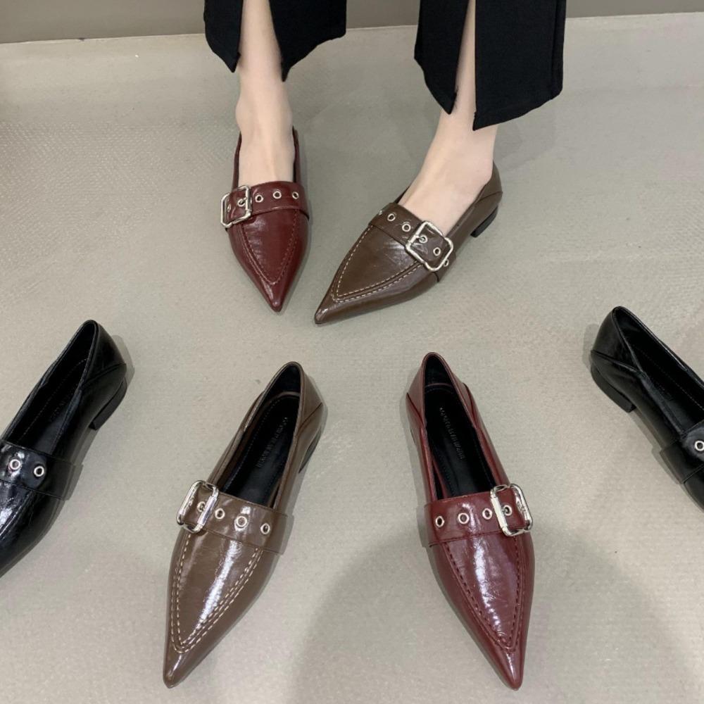 Fashion New Fashionable Pointed Flat Shoes for Women, Luxurious Metal Chain Ballet Flat Shoes, Light Ballet Shoes, Casual Loafers
