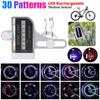 Colorful Bike Wheel Spoke Light USB Rechargeable LED Tyre Tire Flash Lights Neon Bicycle Rim Decor MTB Road Bike Warning Lights