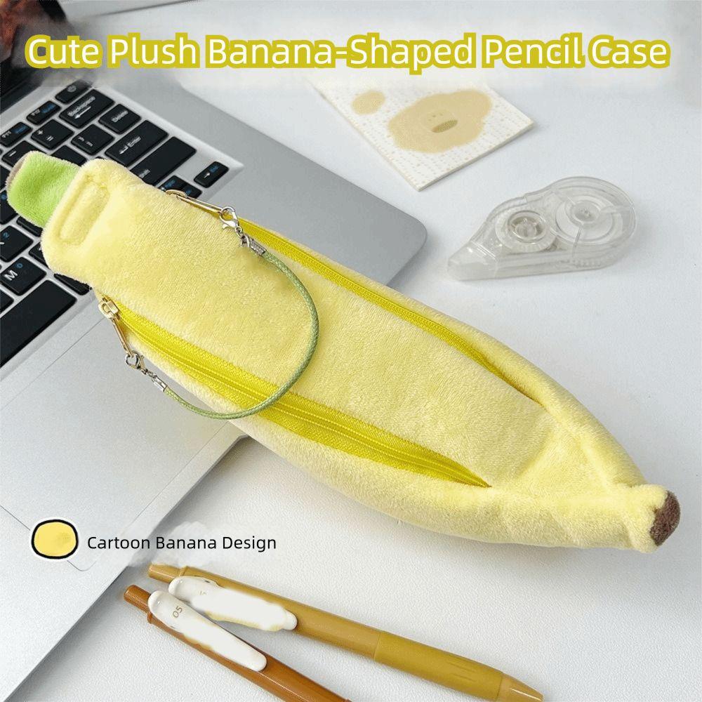Print Banana Shape Pencil Case Desktop Storage Large Capacity Korean Style Pen Bag Stationery Storage Cute Pencil Pouch