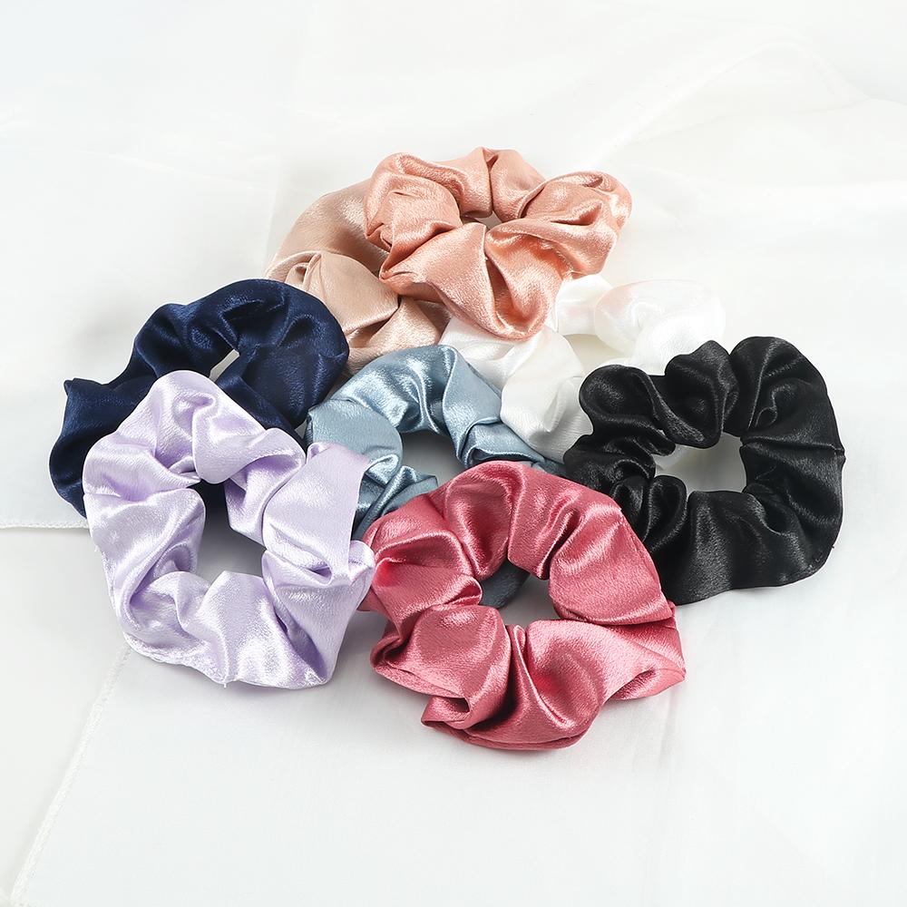 5PCS Mixed Colors Fashion Hair Bands Korean Elastic Satin Silk Dots Hair Tie for Women Girls Ponytail Holder Scrunchie