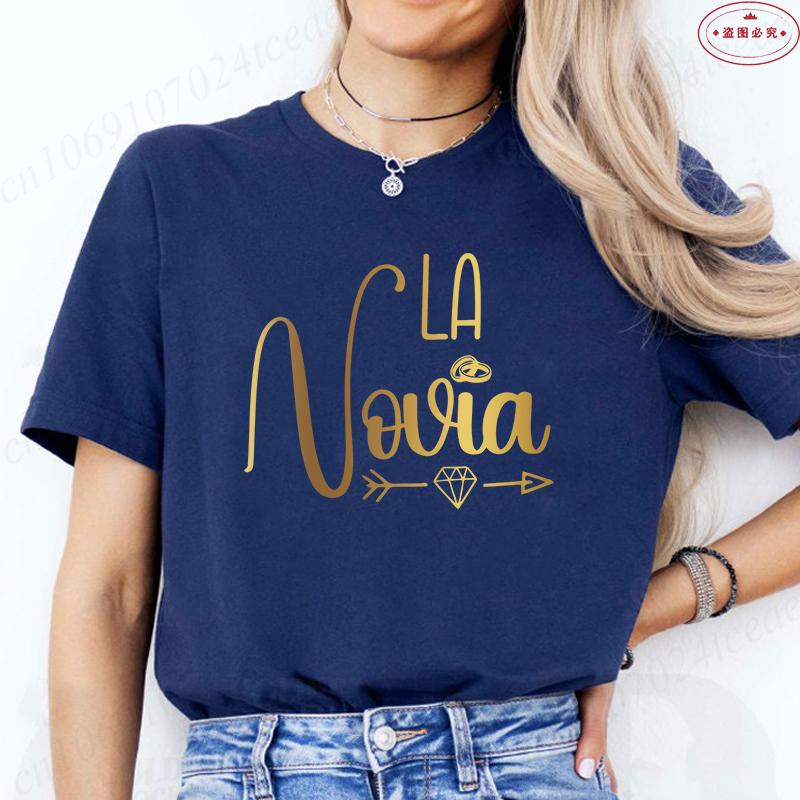Mode Spansk Team Bride Squad T-shirt Möhippa Bröllop Y2k Toppar Kvinna Möhippa T-shirts Kortärmade Skjortor