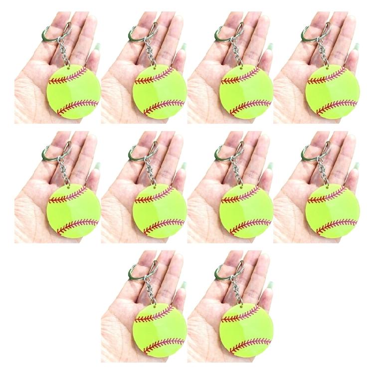 Sturdy Acrylic Athletic Keychain Set Football Baseball Basketball Rugby Fans Ergonomic Compact Shape