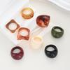 8 Stück Vintage Unregelmäßige Glatte Harz Kunststoff Ringe Set für Damen Neuer Trend Boho Geometrische Fingerringe Ästhetischer Party Schmuck