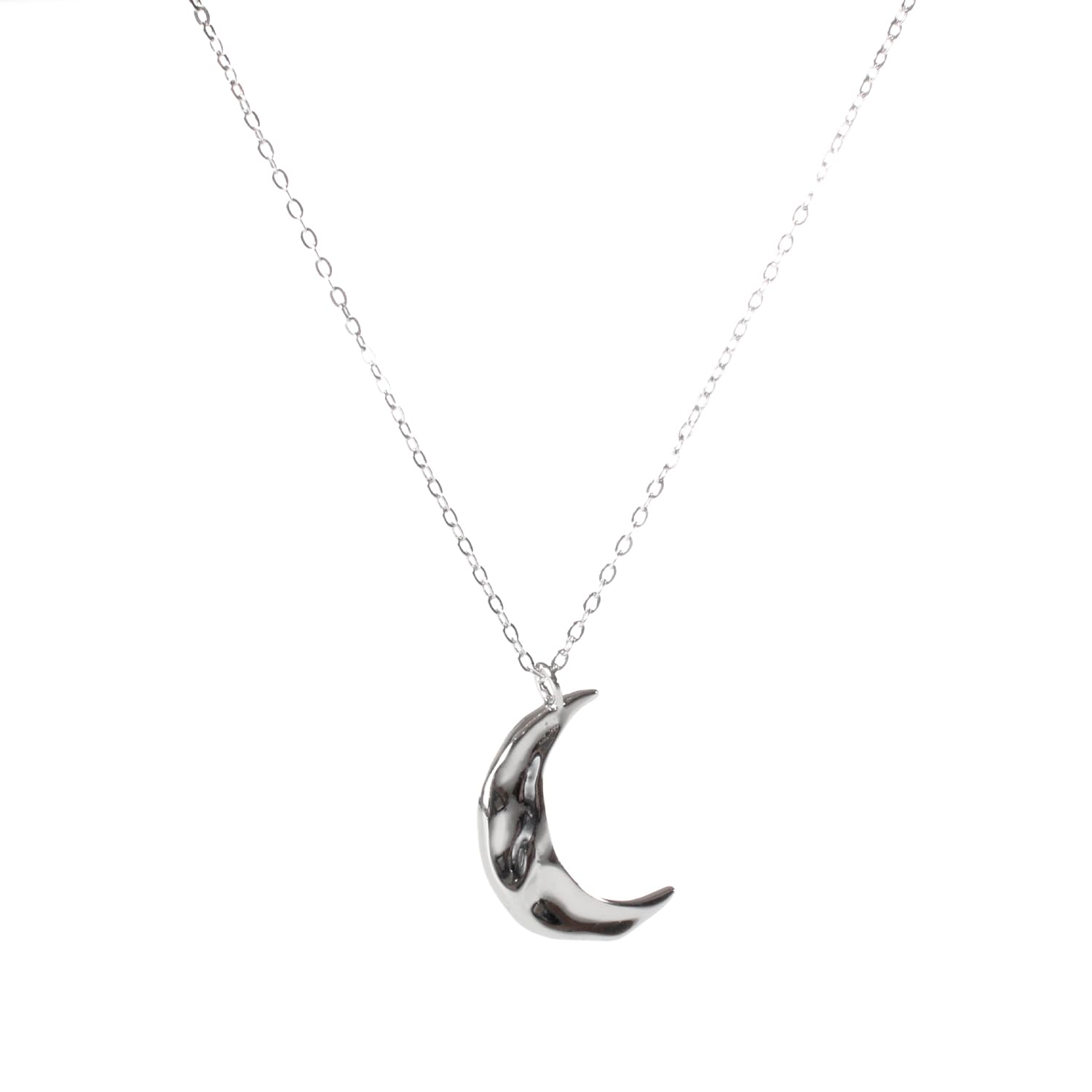 

Genuine 925 Sterling Silver 18K Gold Crescent Moon Stylized Charm Necklace Pendant for Men and Women Simple Thin Small Chain Set Genuine Included