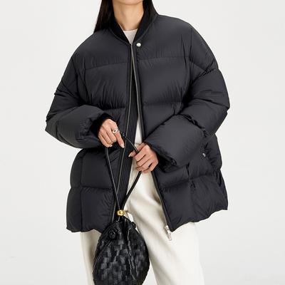 Weiße Daunen-Baseballkragen-Daunenjacke Damen Winter 2025 Neue Mode Verdickt Lässig Warm Trend Brot-Kleidung
