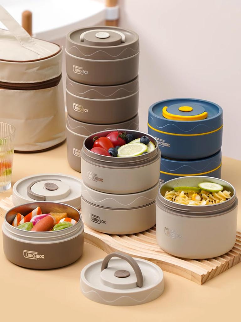 3pcs microwave portable insulated food container lunch box stainless steel bento box insulated leak proof lunch bag set