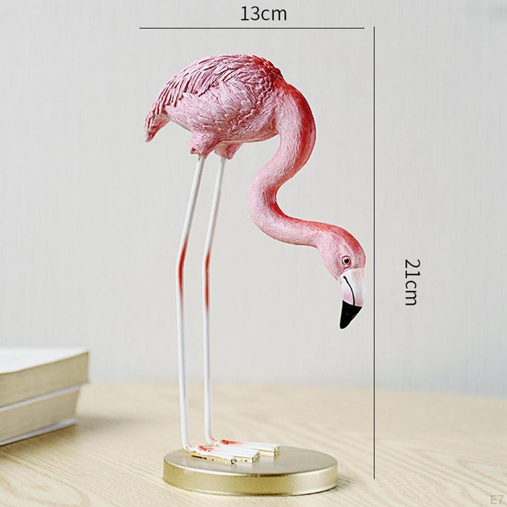 Rzeźba ptaka Flamingo żywica figurka ogrodowa figurka z metalowym stojakiem do wewnątrz i na zewnątrz