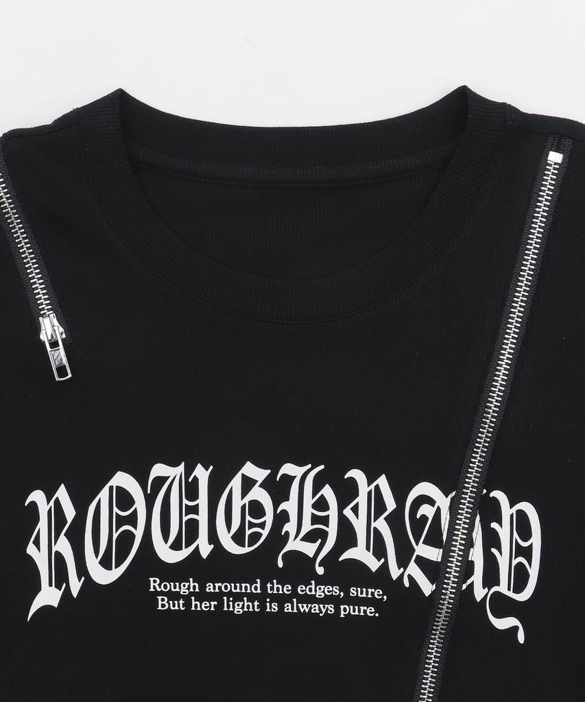 WEGO Short Sleeve Zipper Graphic Summer Korean Size Black Women's T-Shirt, Design, Print, Streetwear, Style, F,