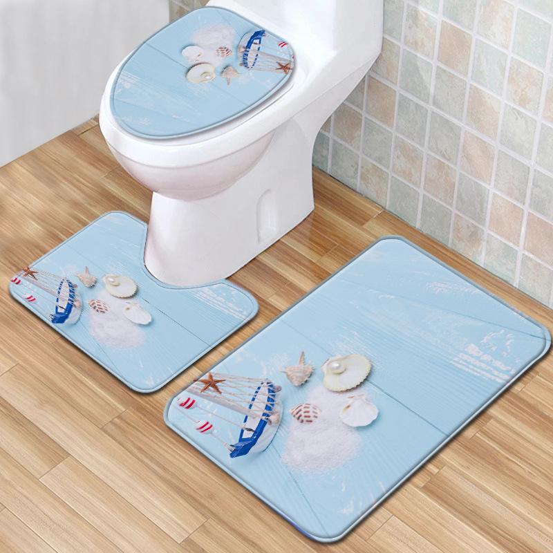 Creative Toilet Three-Piece Floor Mat Bathroom Three-Piece Carpet Doormat