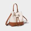 2026 New Patchwork Women Bucket Bag Pu Leather Drawstring Shoulder Bag Korean Style Casual Light Youth Crossbody Bag Whole Sale