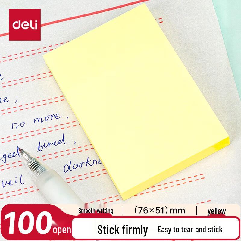 Deli 9075 Yellow Sticky Notes 76x51mm
