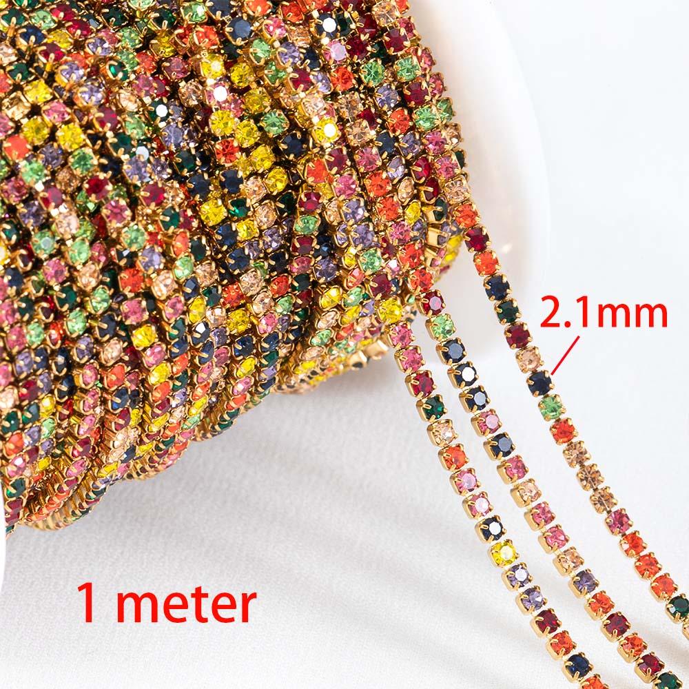 1Meter Stainless Steel Chain Boho Colorful Cube Square Crystal Beads Chain for DIY Necklaces Bracelets Holiday Jewelry Making