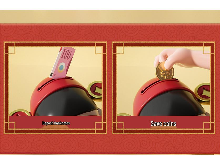New Year God of Wealth Piggy Bank for Kids - Deposit & Withdrawal Toy