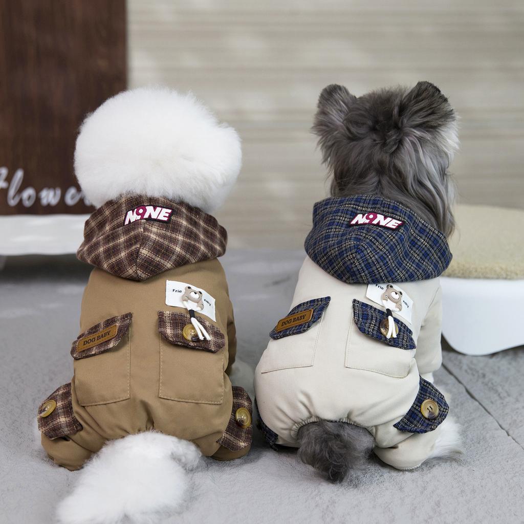 Yorkshire than bear winter warm clothes puppy dog European and American casual hooded warm 11 barn wind four legs cotton coat
