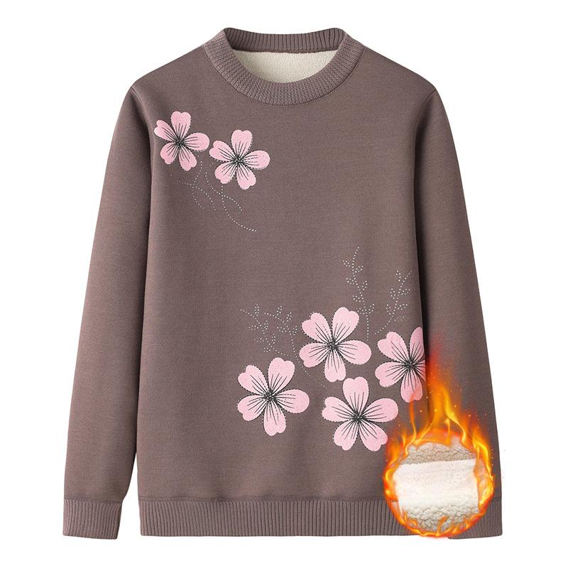 Winter Warm Sweater Middle-aged and Elderly Grandma Autumn and Winter Women's One-piece Plus Velvet Thick Bottoming Shirt Top