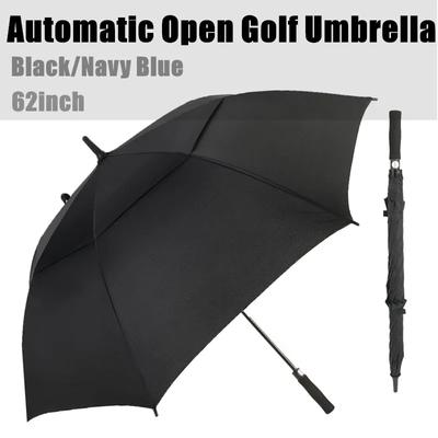 1 ADET Otomatik Açılan Golf Şemsiyesi 62 İnç Ekstra Büyük Şemsiye Büyük Boy Çift Havalandırmalı Gölgelik Su Geçirmez Rüzgar Geçirmez Çubuk Şemsiyeler