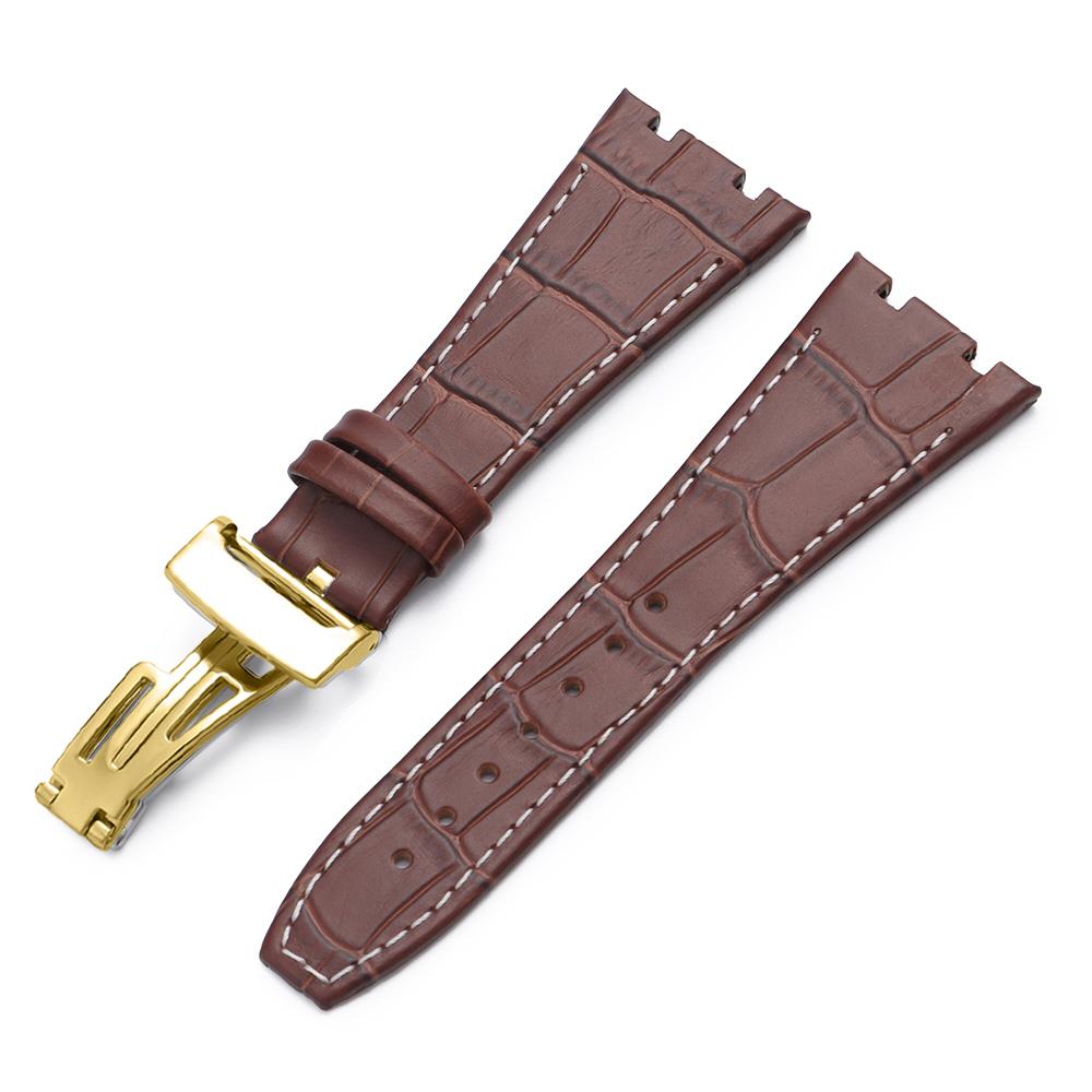 Top Layer Genuine Cowhide Watch Strap for AP Audemars 15400 15703 26320 Royal Oak Offshore Series Men27mm Black Brown Watch Band