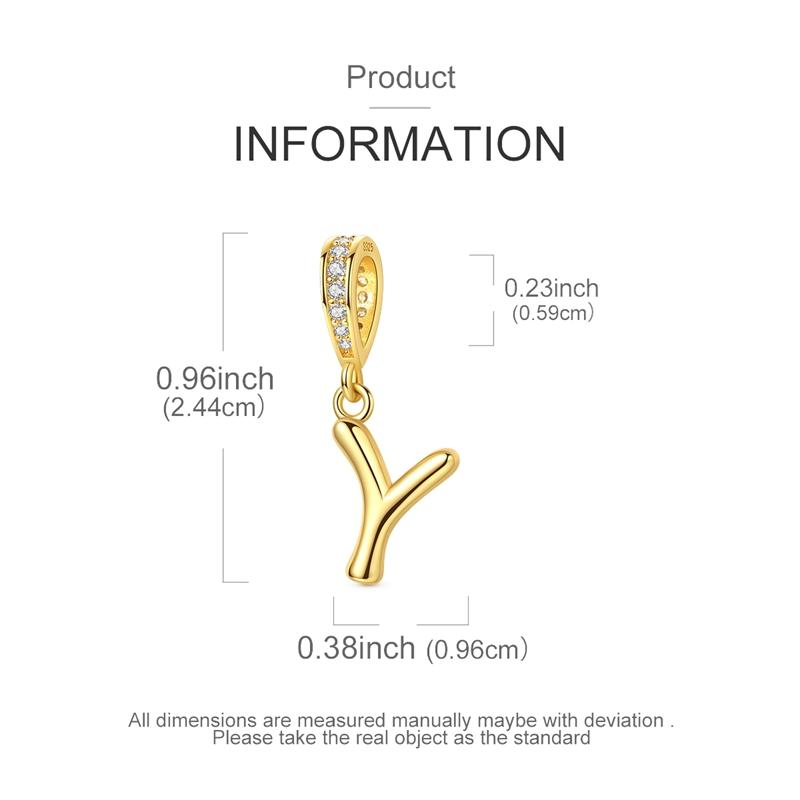 copper Alphabet Charm Bead Charms Bead Charms Golden 26 AZ letters Pendants Compatible With Women Authentic Bracelets Do It Yourself Christmas Gift
