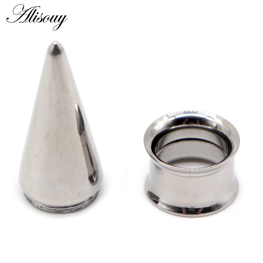 Alisouy 2PCS Stainless Steel Ear Plug Taper Tunnel Gauges Set, 2 In 1 Ear Expander Stretching Screw Kit Piercing Body Jewelry