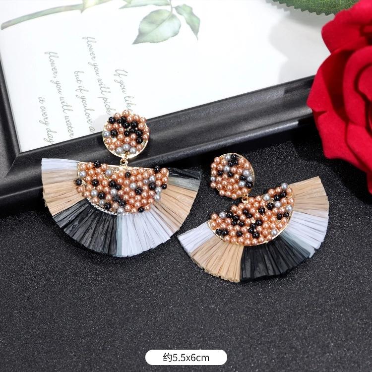 Vintage Urlaubs Rattan Bast Ohrstecker Weiblichkeit Strand Ohrringe personalisierte Ohrringe handgemachte Ohrringe