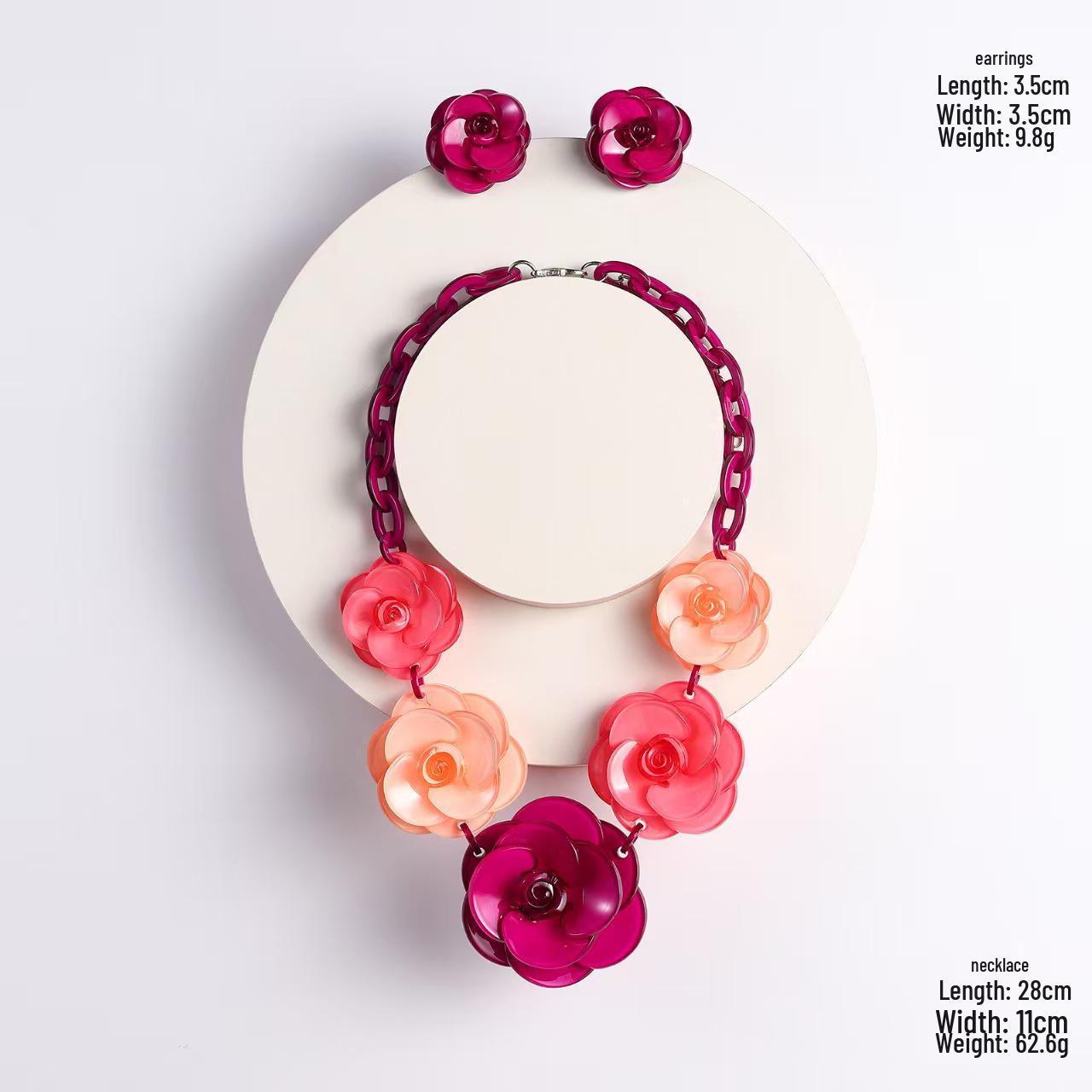 Ретро акриловый цветочный набор украшений: Ожерелье-заявление и серьги