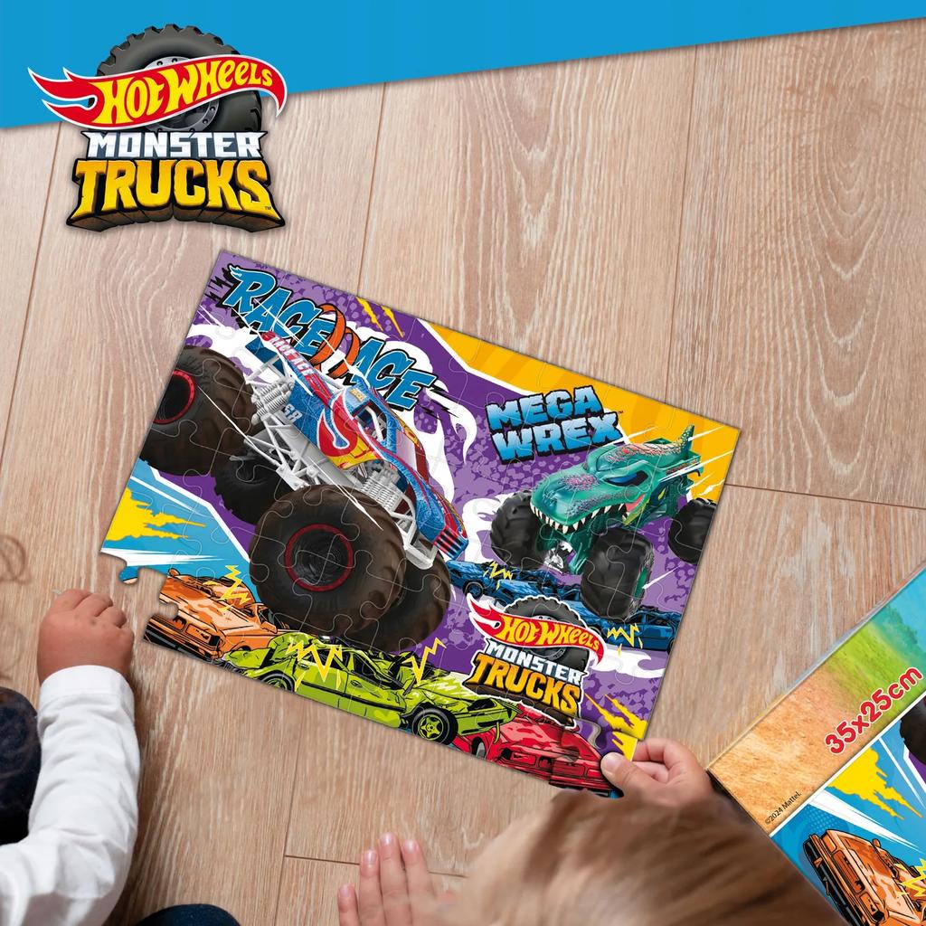 Hot Wheels Monster Trucks Puzzle M-plus 48 Elementy 35 Cm * 25 Cm Lisciani
