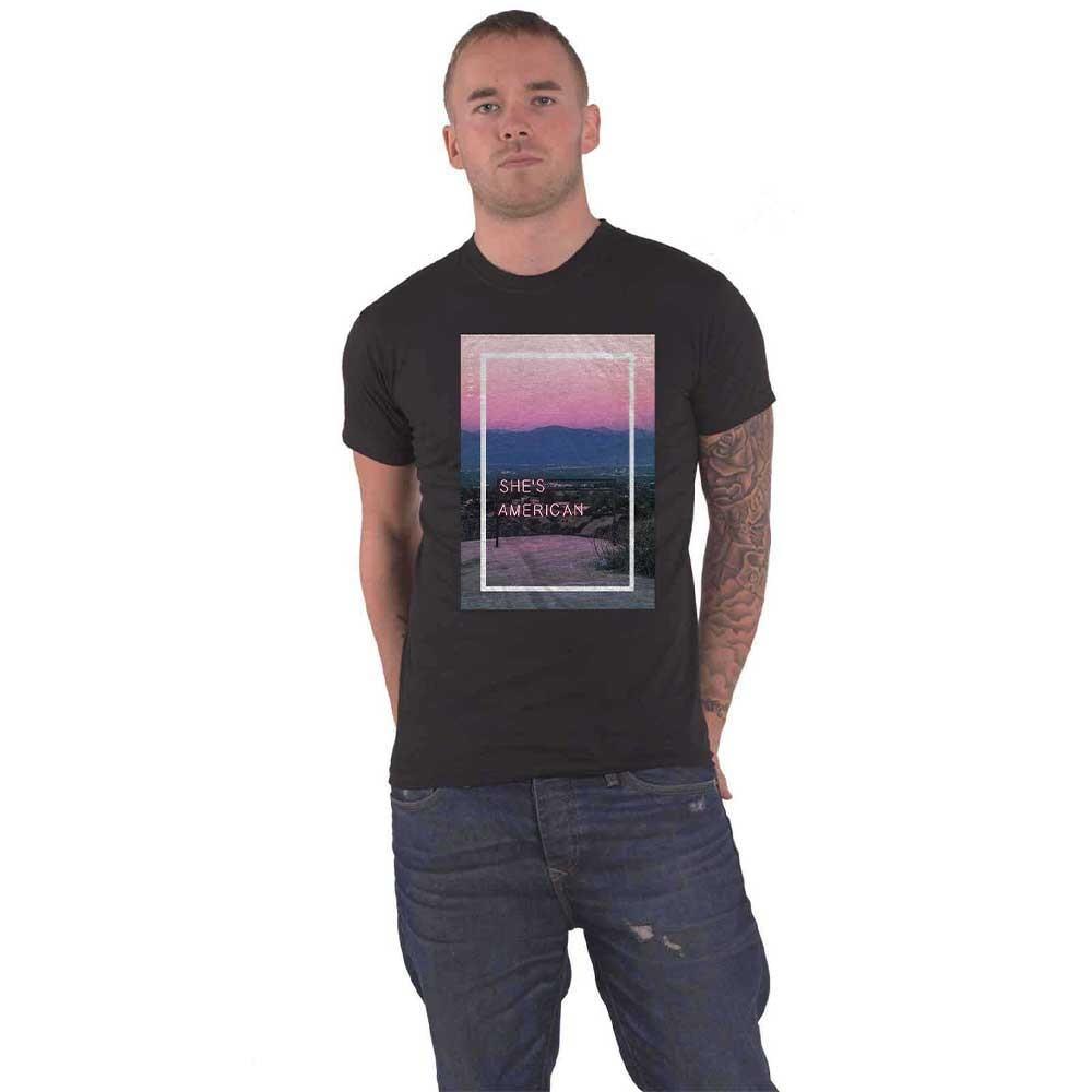 Футболка The 1975 Shes American Sunset View Логотип группы Официальная мужская новая черная унисекс футболка L