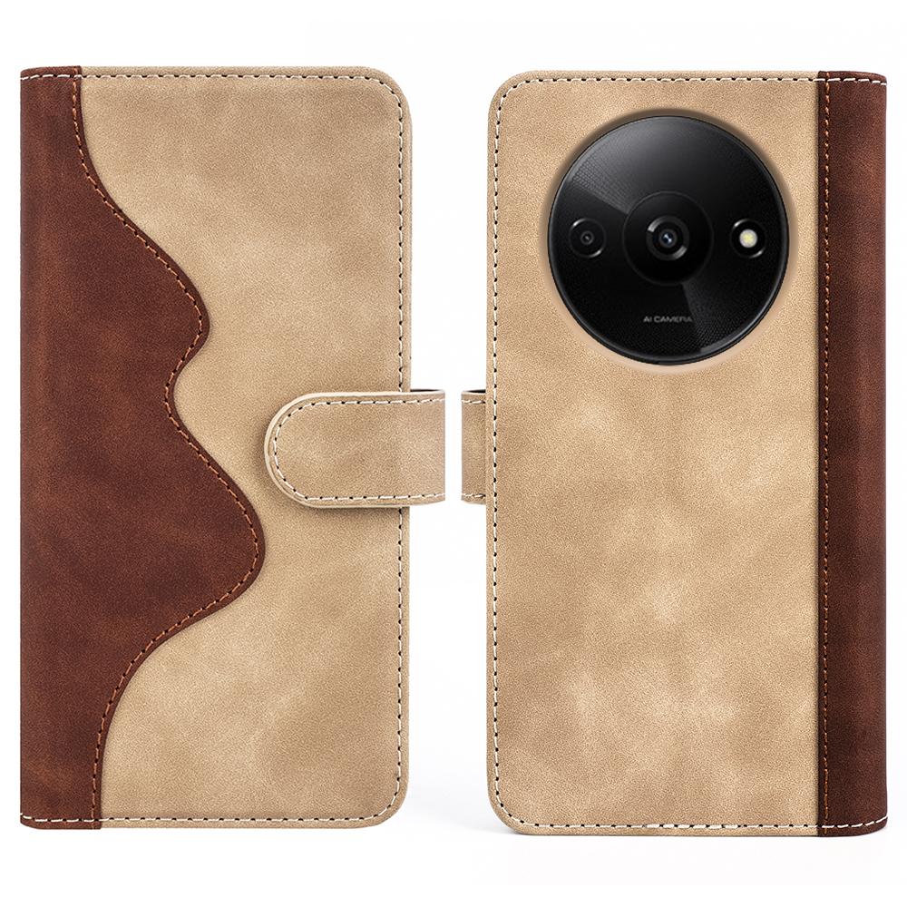 

For Xiaomi Redmi A3/Poco C61 4G Wallet Case PU Leather Color Splicing Shockproof Phone Cover Yellow