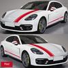 5pcs Racing Stripe Vinyl Decal Kit- Waterproof Car Hood& Body Stickers with Mirror Decals(Glossy Finish)