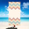 Retro 70s Abstract Zigzag Stripes Microfiber Beach Towel Vintage Orange Brown Bath Blanket Geometric Pool Towels Travel