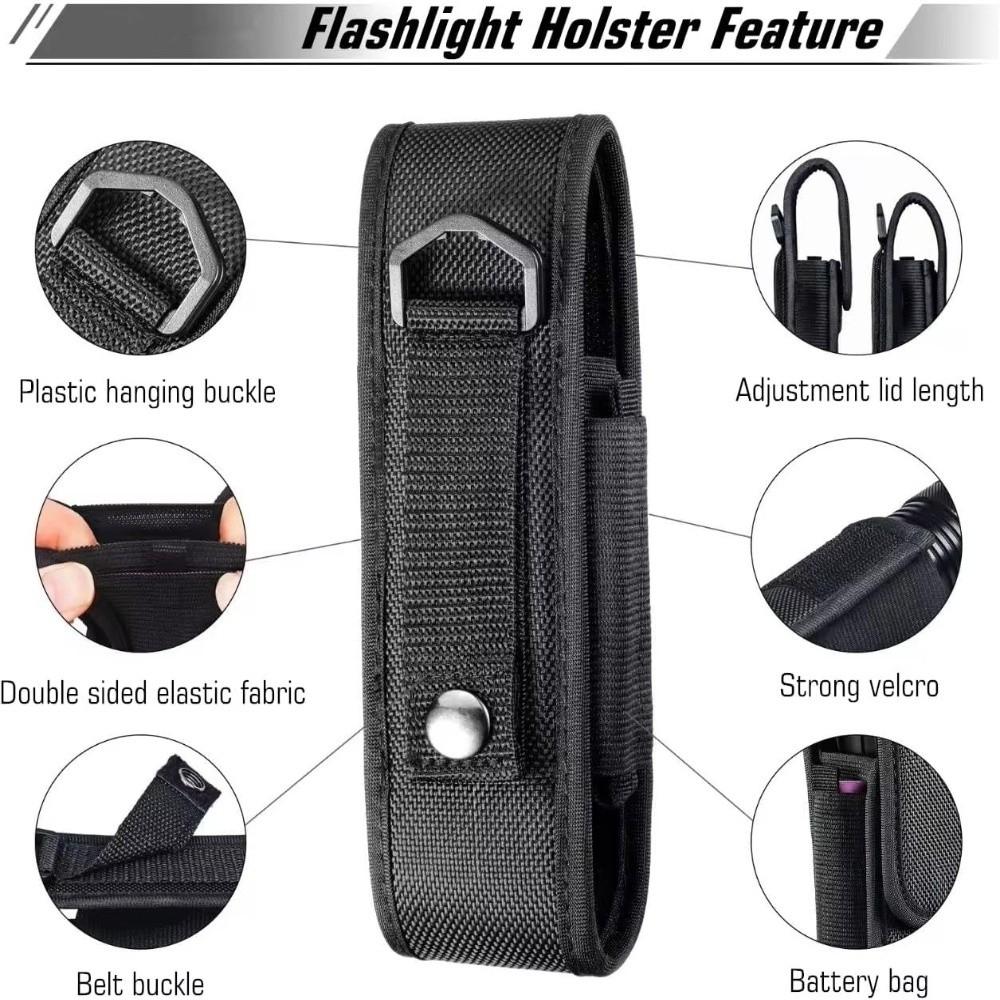 Nylon LED Torch Pouch Hook and Loop Closure Nylon Torch Cover Camping Accessories