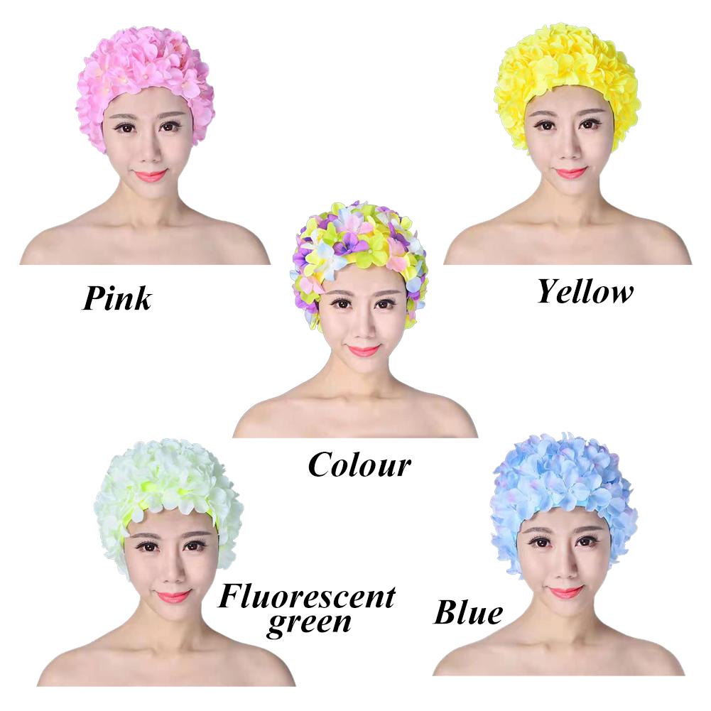3D Flower Swimming Cap Breathable Water Sports Hat Soft Long Hair Swimming Bath Cap Ear Protection Comfortable Pool Accesories
