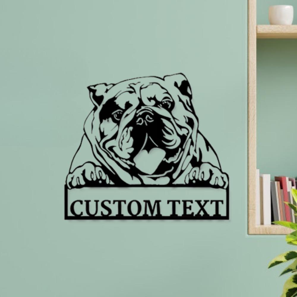Custom Metal Wall Art American Bulldog Sculpture Indoor Hanging Decor Dog Lover Gift