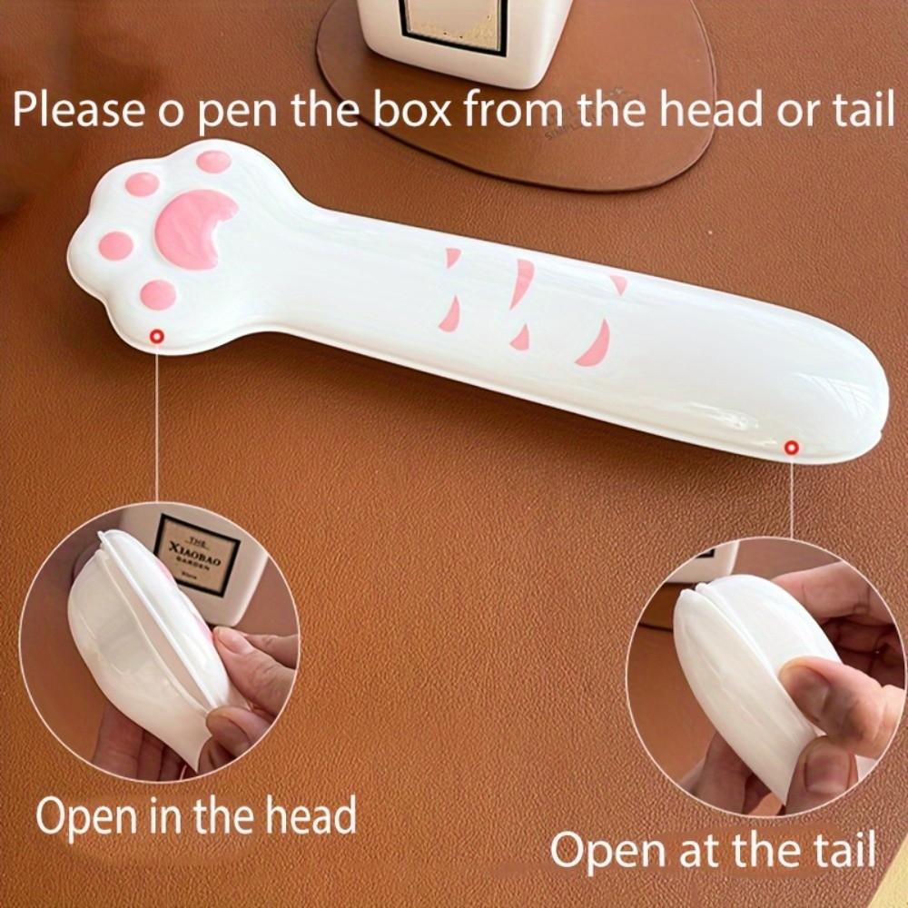 Portable Stainless Steel Fork Spoon Reusable Boxed Tableware Cat Paw Cutlery Set Tourism