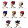 Vintage Fascinator Beret Hat Wool Derby 3D Flower Top Hats for Cocktail Party Flower Bowler Hat 1920s Lady Church Hat