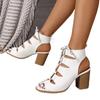 Ladies Shoes 2024 High Quality Lace-up Women's Boots Fashion Peep Toe Office and Career Summer Solid Heeled Sandals Bootszapatos