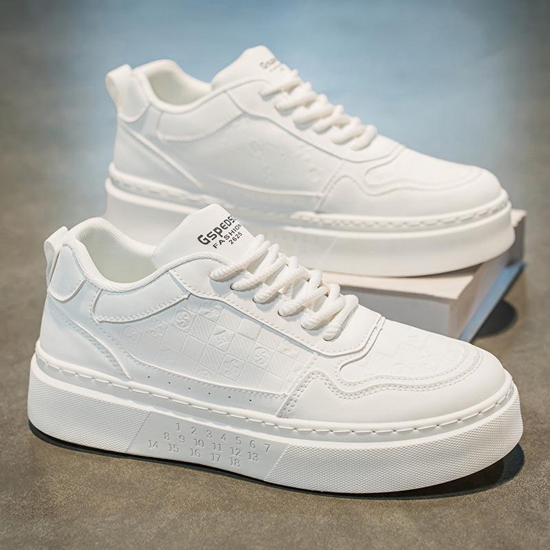 

Men s Summer Breathable White Sneakers - Versatile Thick-Soled Trendy Casual Shoes 43