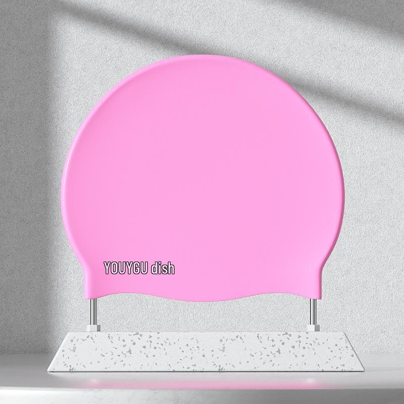 Waterproof Adult Swim Cap with Ear Protection for Long Hair - Unisex Silicone, Large Size
