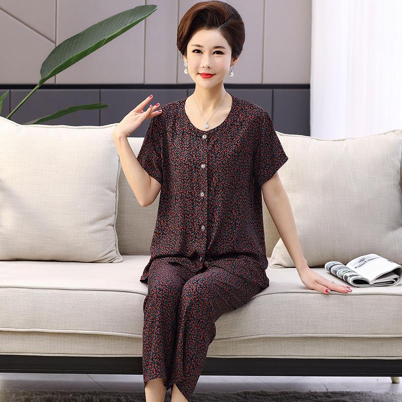 Women's Pajamas Short Sleeve Long Pants Loungewear Button Cardigan Set