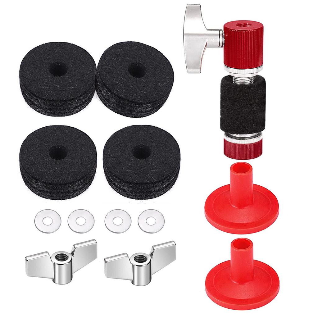 13Pcs Cymbal Replacement Accessories Cymbal Stand Felts and Sleeves with Wing Nuts Washer Drum Key Drum Cymbal Felt Pad
