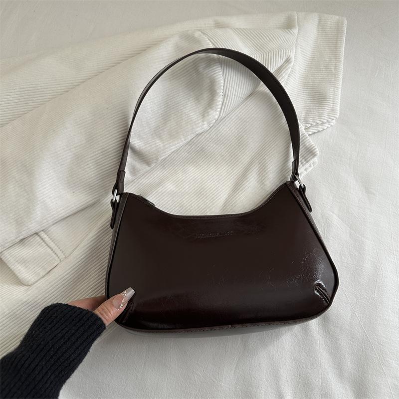 Women Vintage Simple Armpit Shoulder Bag Fashion Daily Small Square Dumpling Bag