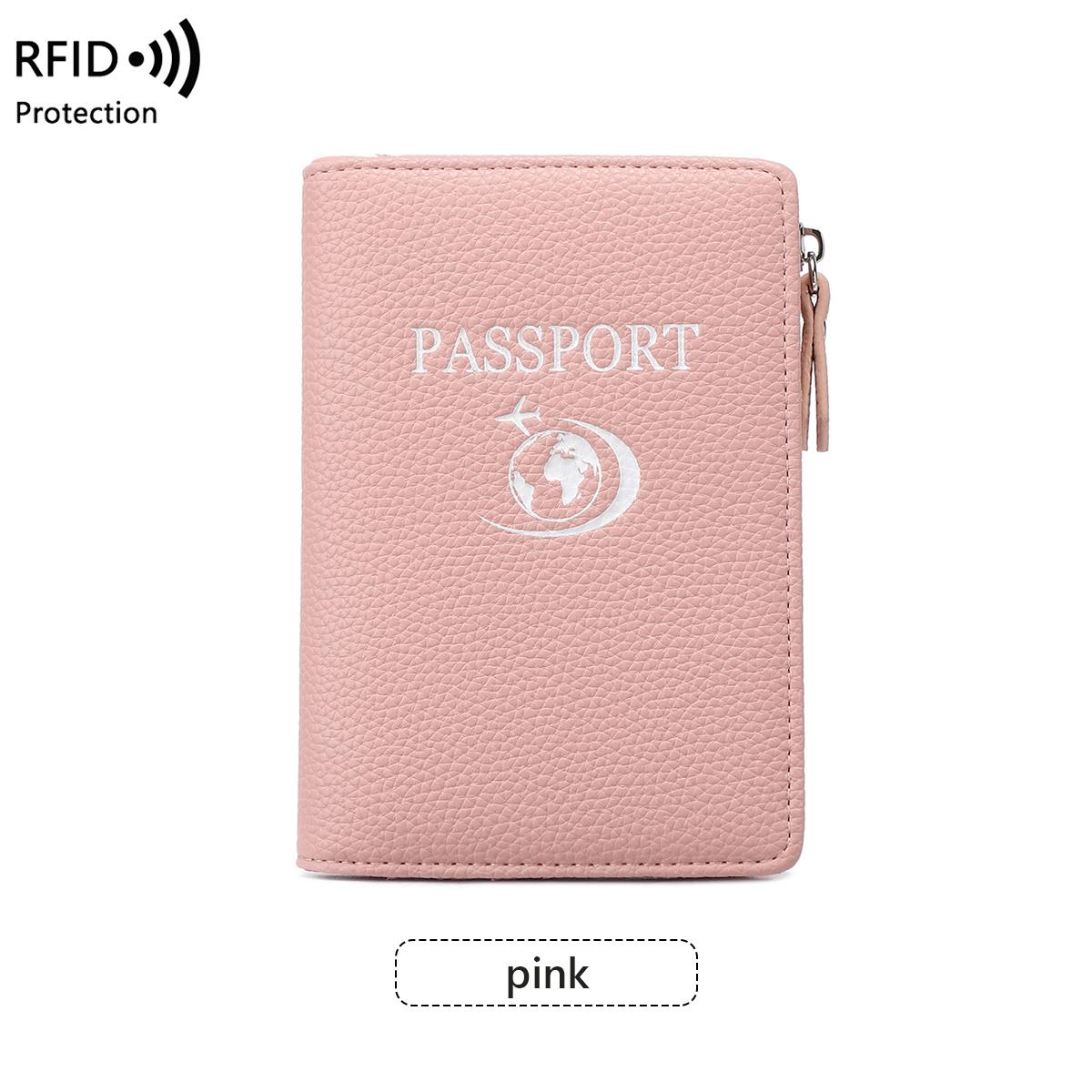 Ultra-thin RFID shielded passport holder bi-fold wallet lychee-patterned multi-functional passport case unisex travel accessory